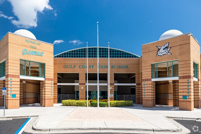 Gulf Coast High School in Naples welcomes students through a large main entrance.
