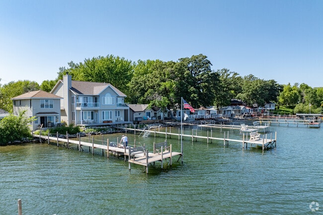 Beautiful lake houses in a myriad of styles around Big Spirit Lake make up most of Orleans.