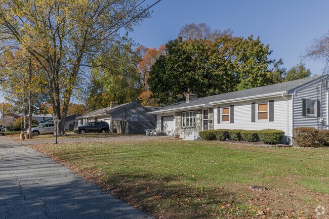 A row of ranch style homes in  the Bliss Corner neighborhood are indicative of quiet lifestyles.