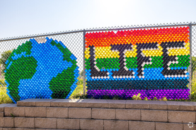 Colorful artwork and symbols of diversity also adorn the grounds of Moulton Elementary School.