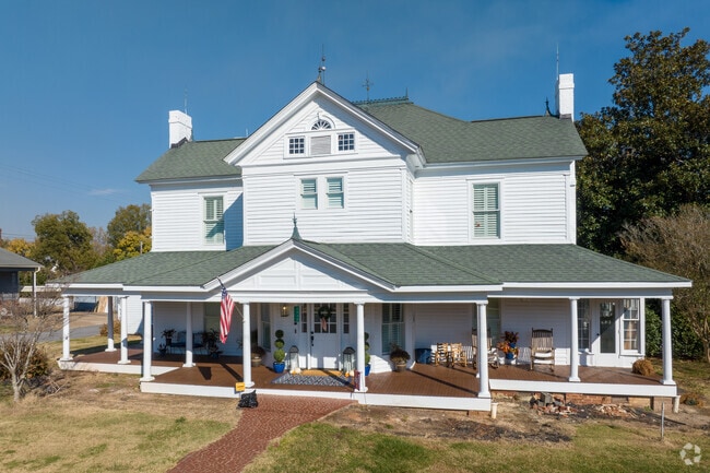 Wraparound porches can be seen on many of the Hickory Grove homes near center of town.