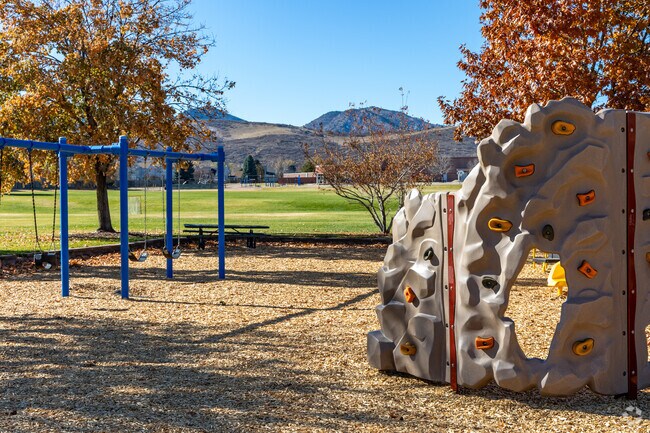 The cragged climbing wall in Mossbrucker Park near Alkire Acres resembles the mountain peaks.