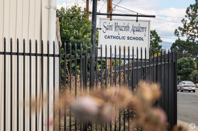 Sign for St. Hyacinth Academy in San Jacinto seen along South San Jacinto Ave.