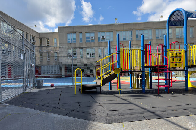 P.S. 57 has colorful equipment within safe surrounding.