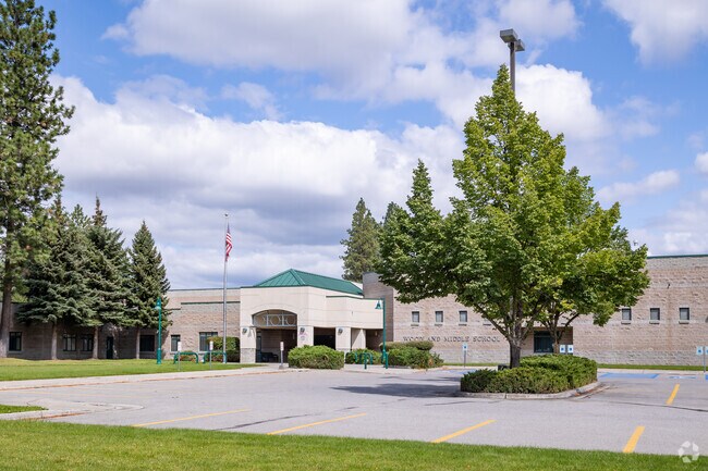 Front entrance at Woodlands Middle School in Ramsey Woodland.