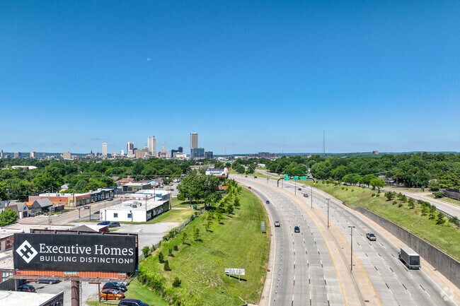 I-244 cuts through Kendall-Whittier for easy access to downtown Tulsa.