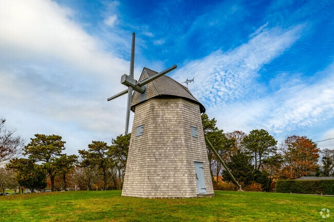 The 18th-century windmill at Chase Park reflects Chatham’s historic charm.