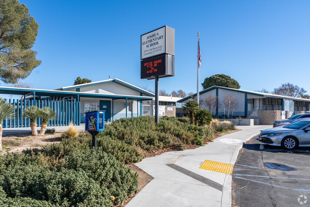 Joshua Elementary is located at 43926 N. Second St. E., Lancaster, CA 93535.