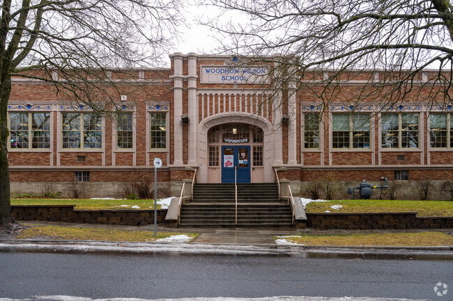 Wilson elementary features of grand front entrance.