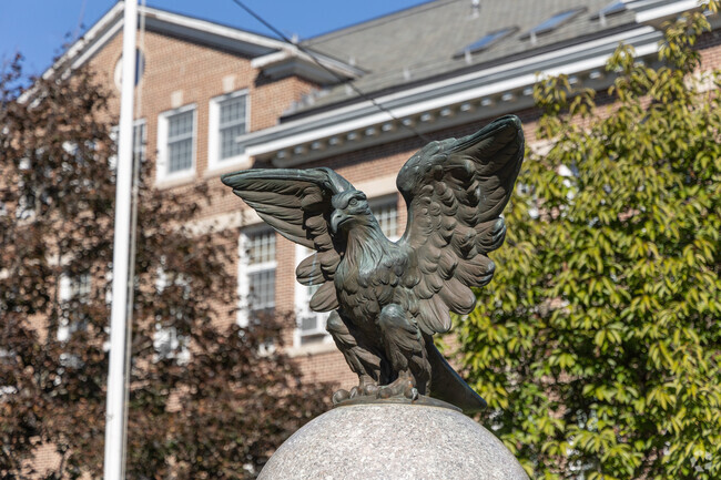 You can't miss the beautiful Eagle sculpture hanging over the Main St school in Irvington, NY.