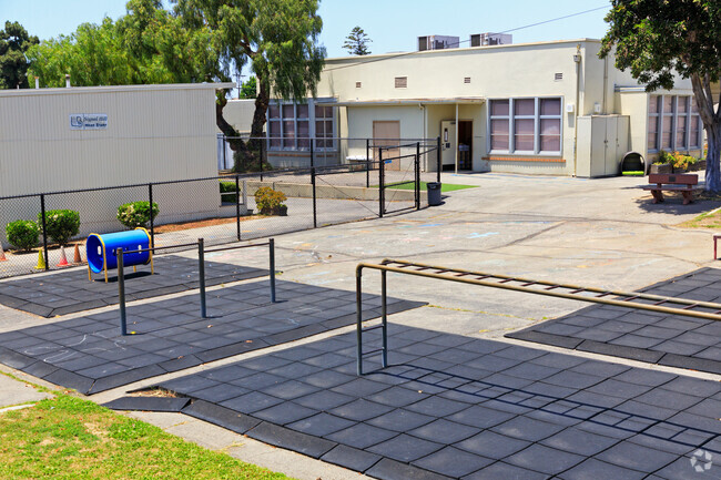 Outdoor gym equipment at Signal Hill Elementary School.