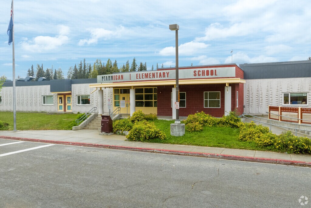 An entrance look at Ptarmigan Elementary School in Anchorage.