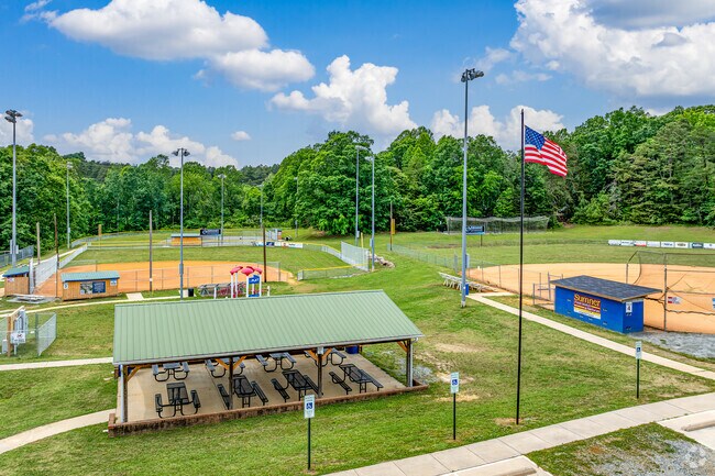 Pleasant Garden Community Center has ball fields, covered tables, concessions, and a playground.