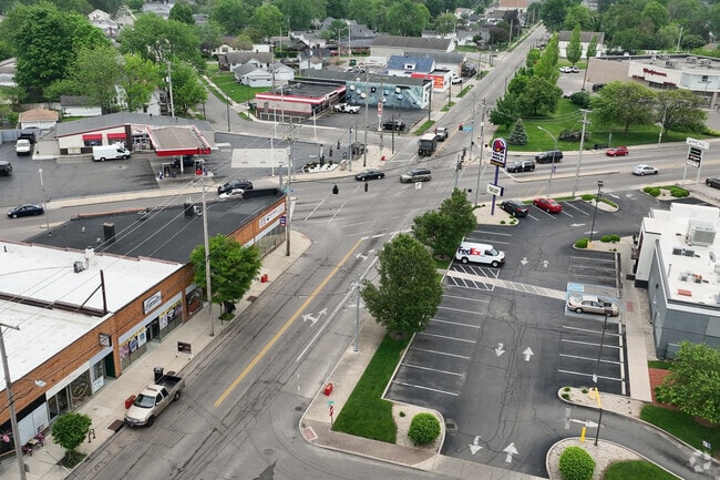 An overview of the Belmont business district.