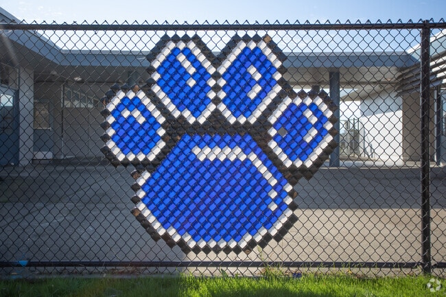 The school mascot is a lion at Treeview Elementary in Hayward.