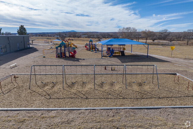 The swing set at Gils Sanchez Elementary School.