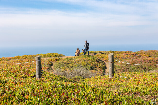 People flock to Thornton State Beach for the views on a sunny day.