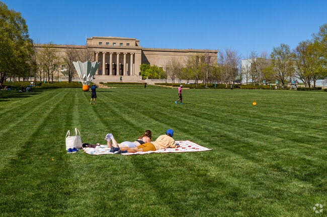 The lawn at the Nelson Art Museum is a great place to get some sun.