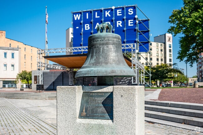 The historic Zion Church bell marks the site of Wilkes-Barre's first religious assembly hall.