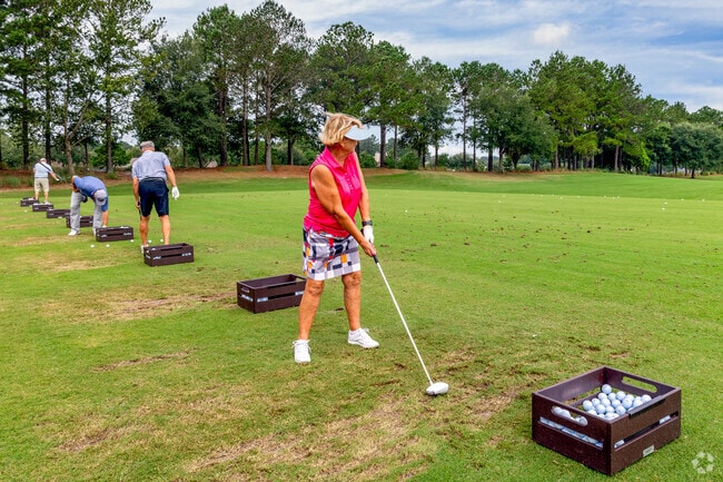 You can hit the practice range at Hampton Hall to improve your game.