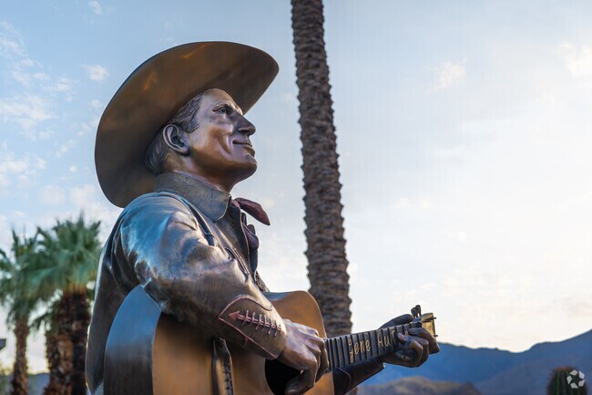 Gene Autry Plaza features a statue of the late musician along Ramon Road, near Demuth Park.
