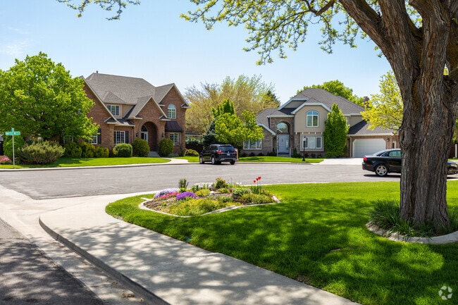 Displays of colorful flowers grace the streets of Orem South.