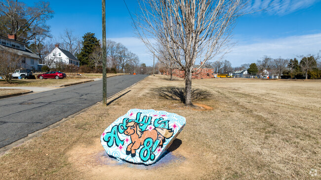 The spirit rock at Badin Elementary School is where birthdays are celebrated.