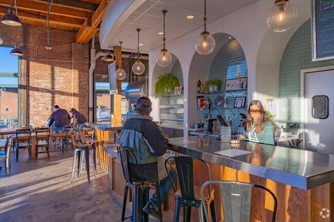 A stunning interior welcomes guests to the Cohesion Brewery in Clayton CO.