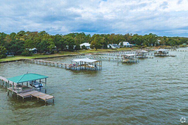 Many Bayside homes are built on the water with private piers.