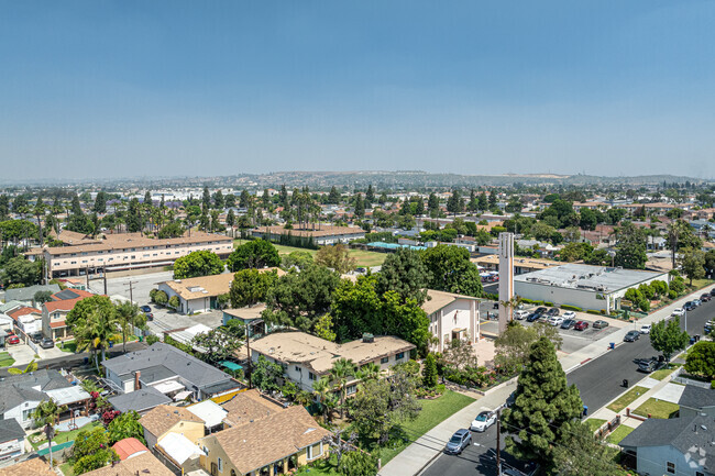 A bird's eye view of the chapel at St Hilary Elementary School in Pico Rivera.