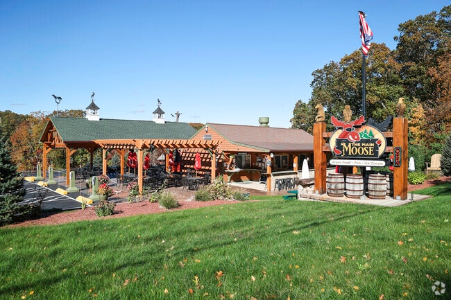 The Main Moose is a trendy roadside restaurant with outdoor seating.