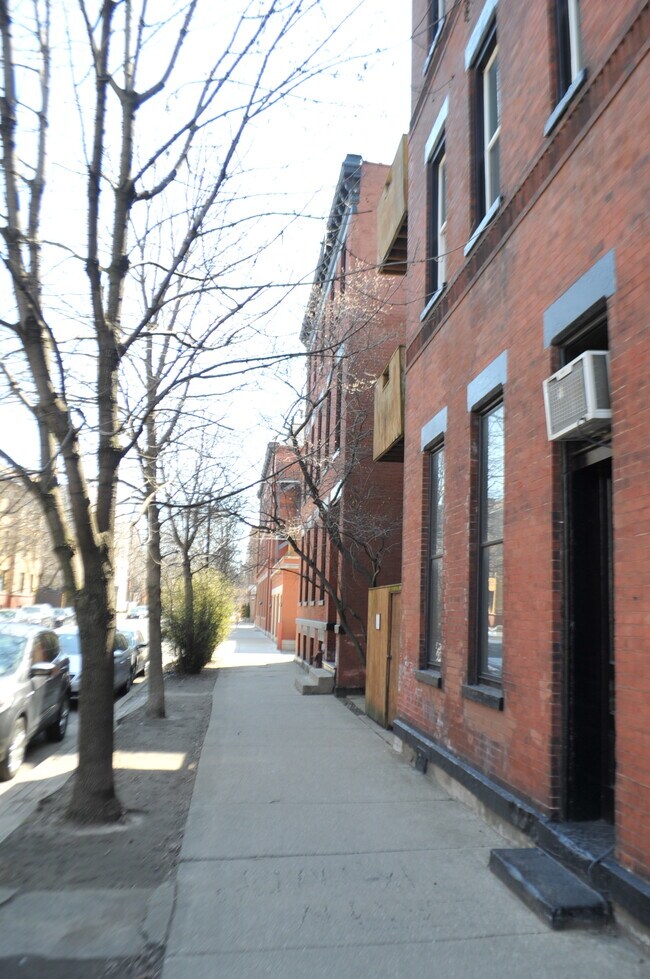 view down the block on Dickens..protected for biking