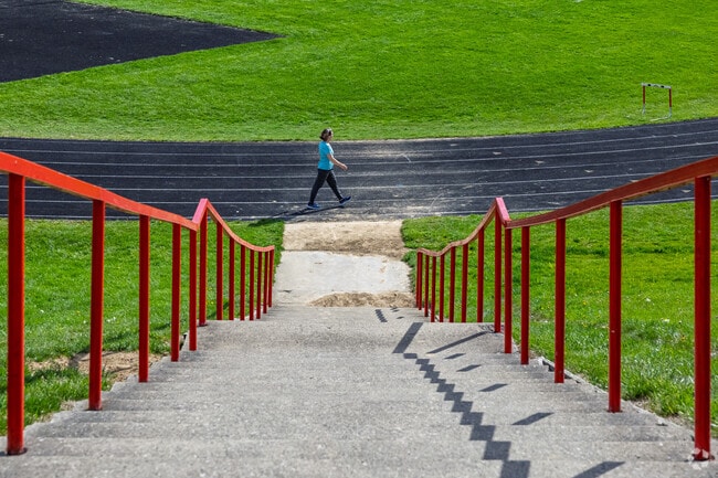 A quarter-mile track behind Clinton High School is a popular spot for local runners to train.