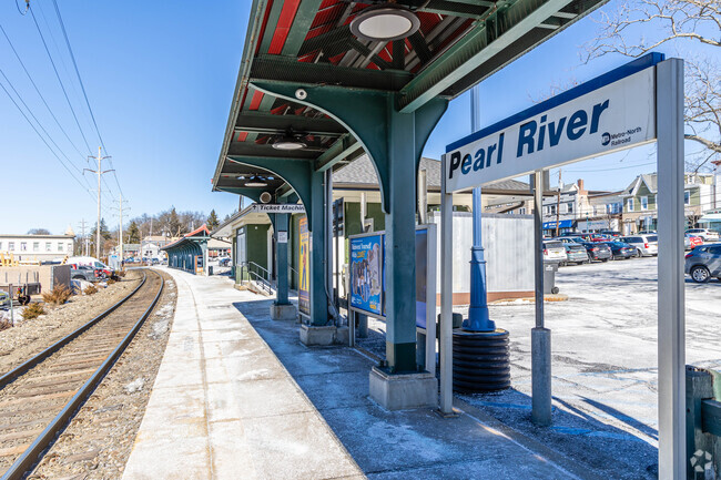 The Pearl River train station serves commuter rails on the Pascack valley line.
