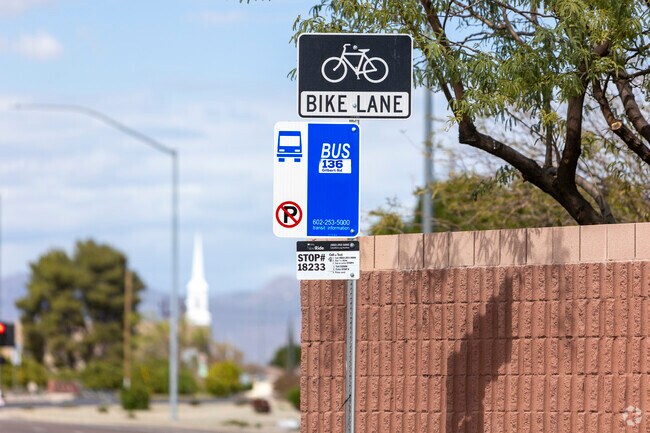 Bus service is limited, but available along Gilbert Road in Rancho de Arboleda.