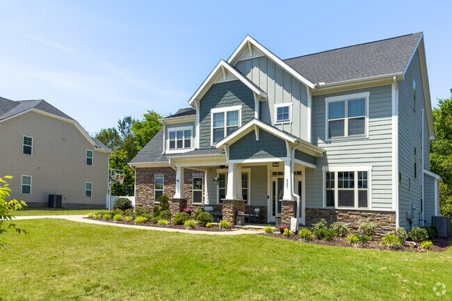 Craftsman style columns define this Knightdale home.