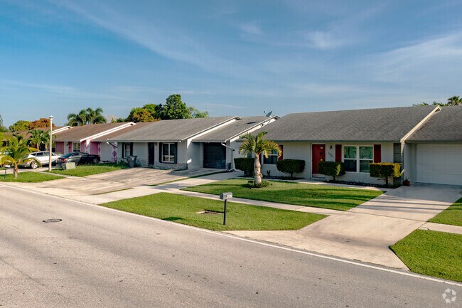 Minimal ranch-style homes line a street in Pine Air, Palm Springs.