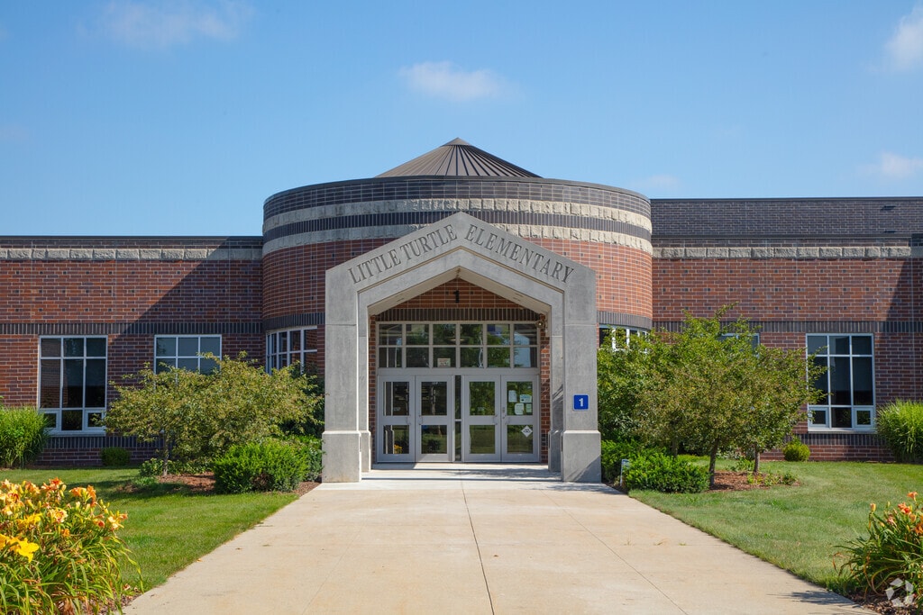 Little Turtle Elementary School front entrance in Whitley County.