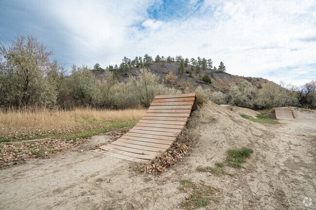 Blue Creek Bike Park offers ramps and a pump track for outdoor fun.