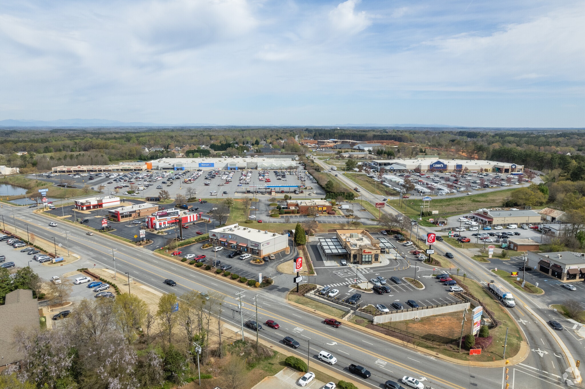 Boiling Springs has a large shopping center with many different businesses in the area.