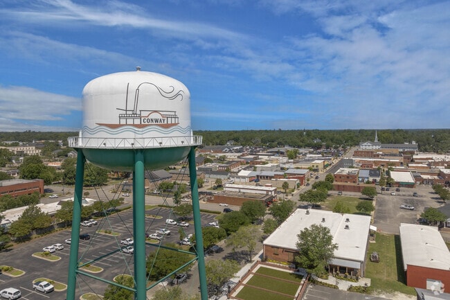 The Conway Water Tower has a paddle boat mural in Conway.