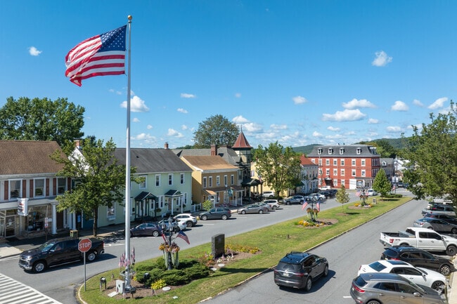 The inner streets of Orwigsburg are lined with trees.