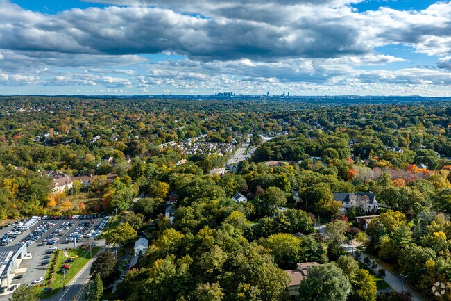 An aerial from Winchester's West Side of Route 3 towards Boston, MA.