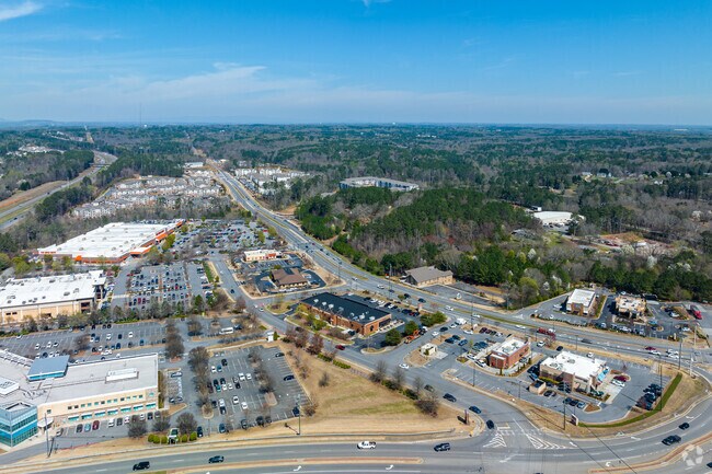 You'll find fast food chains and well known retailers along Holly Springs Pkwy.