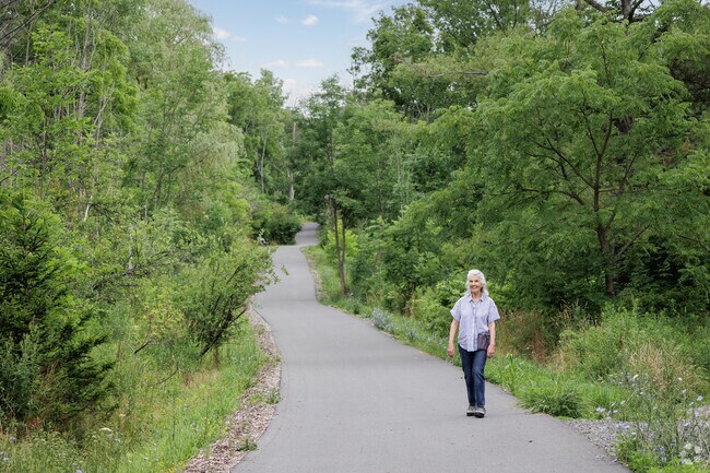 The East Ithaca Recreation Way is a multi-purpose trail that runs parallel to Cascadilla Creek.