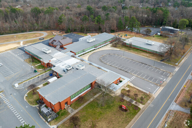 An aerial view of Skipwith Elementary School.
