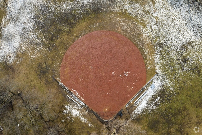 Sports fields with a light dusting of snow in Margate Park, IL.