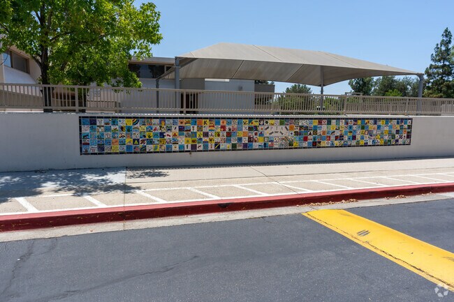 Student created artwork at the front of Travis Ranch Middle School.