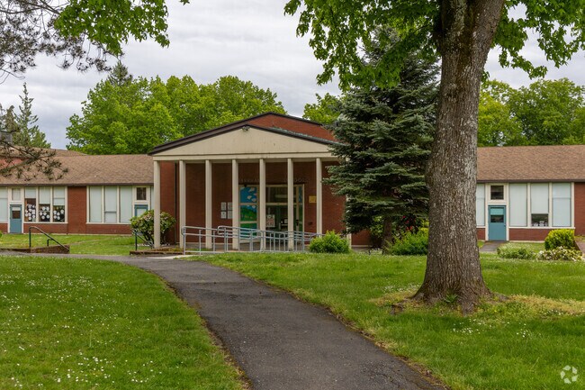 Beautiful grounds of Markham Elementary School in West Park Portland.