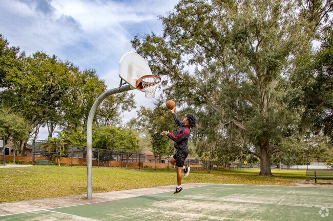 Kids of all ages love to play hoops on the basketball courts at Prairie Lake Park.